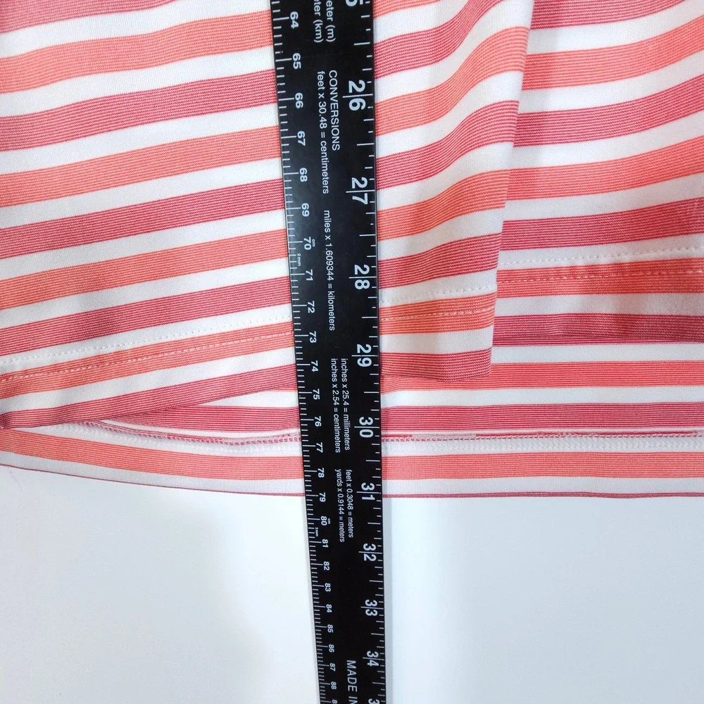 Cutter & Buck Polo Mens XL Orange White Stripe Y2K Golf Shirt CB DryTec UPF 50+ - Picture 7 of 7